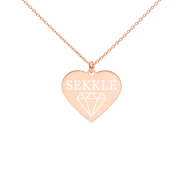 Diamond Engraved Silver Heart Necklace