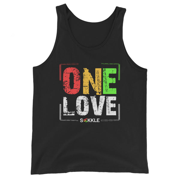 One Love Distressed Print Tank Top