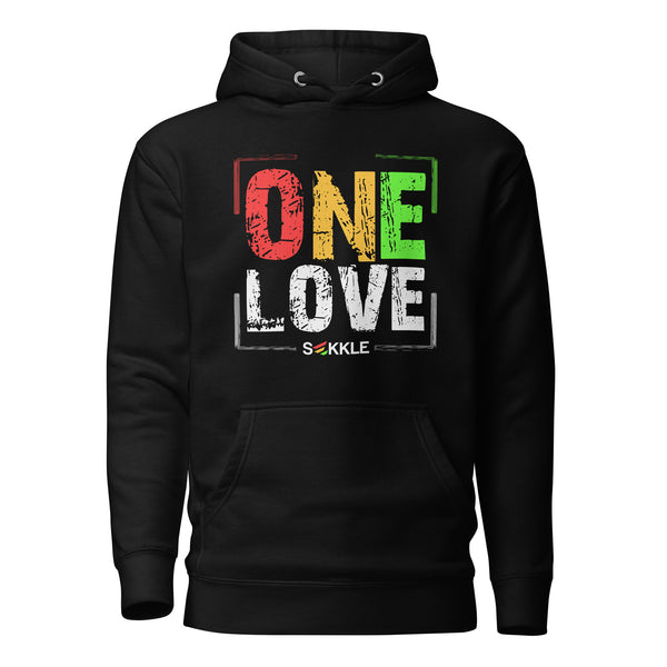 One Love Distressed Print Hoodie